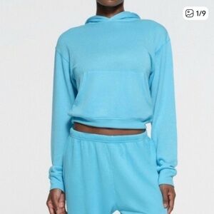 SKIMS Light Blue Cropped Hoodie